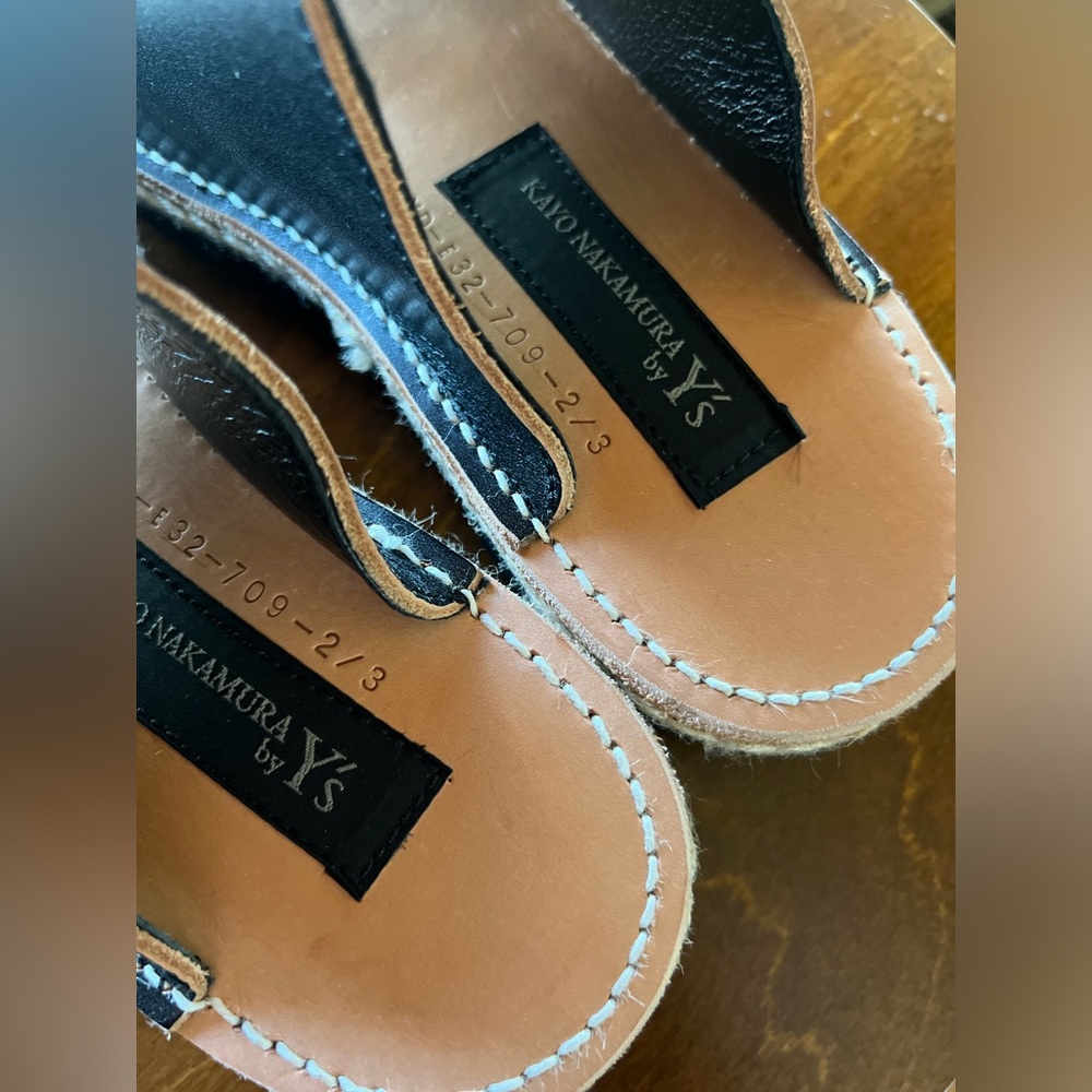 Y’s Yohji Yamamoto Leather Sandals in Black Size 7 - Picture 11 of 12